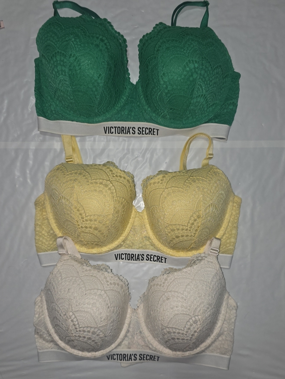 Victoria's Secret Lace Padded Bras - Green, Yellow, Cream